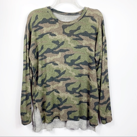 American Eagle Outfitters Tops - American Eagle | Camo Plush Long Sleeve Tee